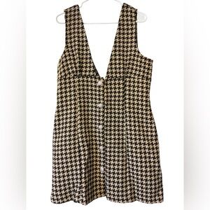 NWT Emory Rose Black/Dark Tan Houndstooth Dress‎ Button Detail Size XL